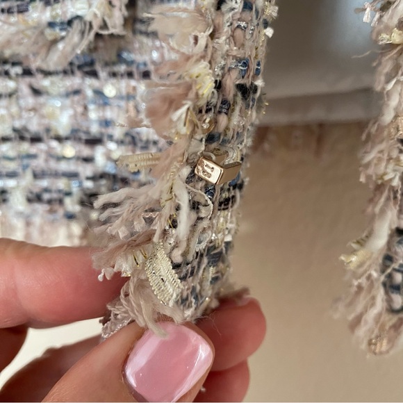 NWT TED BAKER LONDON 
Renata Tweed-Effect Fray-Detail Woven Boucle Jacket - Picture 5 of 16